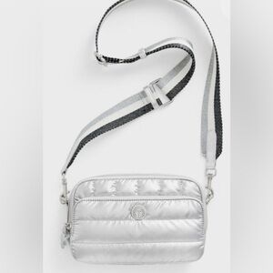 Talbots Silver Quilted Crossbody with Contrast Strap